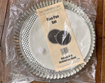 The Pampered Chef Flan Pan Set 2-Piece 10" Fluted Silver Vintage Kitchen