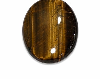 Natural Tiger’s Eye Cat’s Eye Gemstone 37.85 Cts Oval Cabochon | 31.86 x 26.07 x 5.31 MM | Loose Stone for Jewelry Making & Collection