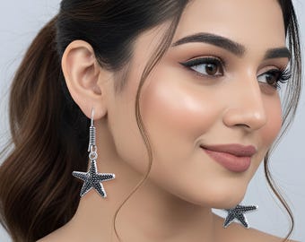 Boucles d'oreilles étoiles de mer oxydées, bijoux côtiers