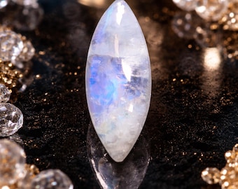 Pierre naturelle de labradorite marquise cabochon : éclair bleu, fabrication de bijoux (6,08 ct)