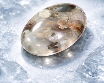 Cabochon ovale en agate aquaprase Elowen : pierre précieuse multicolore pour la fabrication de bijoux