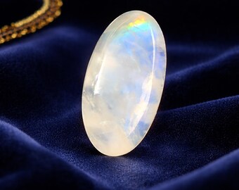 Natural Rainbow Moonstone Cabochon 14.71 Cts Oval Shape Loose Gemstone | 24.30 x 11.22 x 6.20 | Handmade Jewelry Making Stone