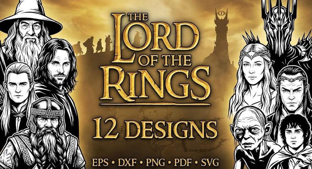 Lord of the Rings SVG Bundle | 12 LOTR Vector Designs | Middle Earth ...