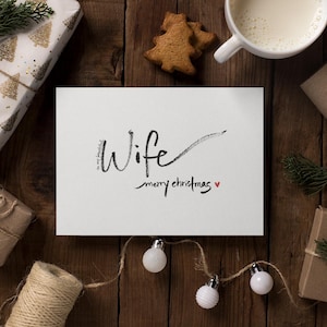 Tarjeta de Navidad para esposa Tarjeta de Navidad escrita a mano para esposa Regalo de Navidad hecho a mano para esposa Tarjeta de Navidad Regalo para ella