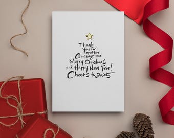 Handgeschriebene Kalligraphie Weihnachtskarte - Festlicher Feiertagsgruß