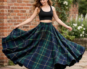 Full Length Ladies Tartan Maxi Circle Skirt Scottish Plaid Wool Women's Long Skirt Available in 50+ Clan Tartans