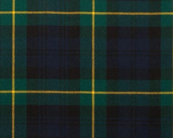 Tela de lana tartán Clan Gordon. Se vende cortada a medida. Tela de lana acrílica a cuadros de 13 oz. Lavable a máquina. 54" de ancho.