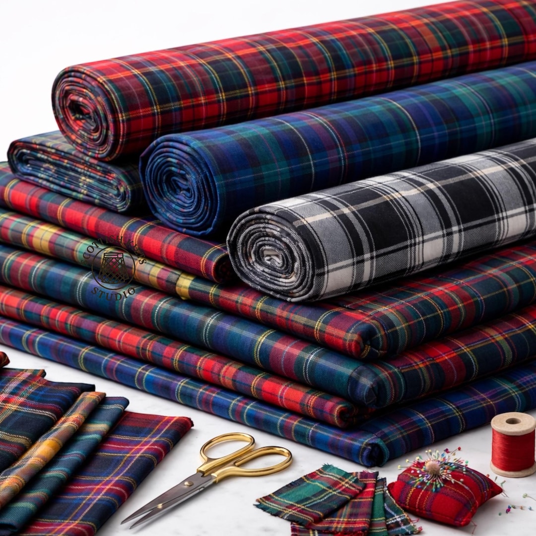 Scottish Tartan Plaid Fabric by the Yard, 13oz Acrylic Wool Plaid, 54 ...
