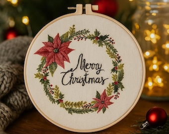 Christmas Wreath Embroidery Kit for Beginners : DIY Christmas Craft