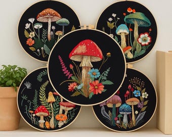 Whimsical Embroidery Mushroom Kit For Beginners, Fantasy Home Decor