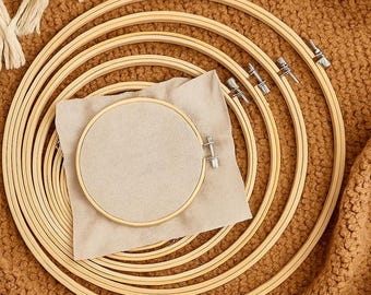 Wooden Embroidery Hoop Set, Cross Stitch Frame, Display Stand