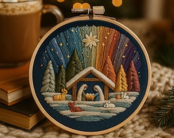 Nativity Scene Embroidery Kit: DIY Christmas Craft