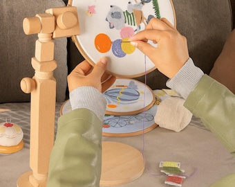 Wood Embroidery Stand, Adjustable Hoop Holder, Cross Stitch & Punch Needle Projects