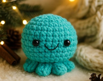 DIY Amigurumi Octopus Crochet Kit for Beginners: Soft Yarn, Handmade Plush Toy