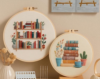 Blumen Bücherregal Stickdatei: DIY Blumenstrauß