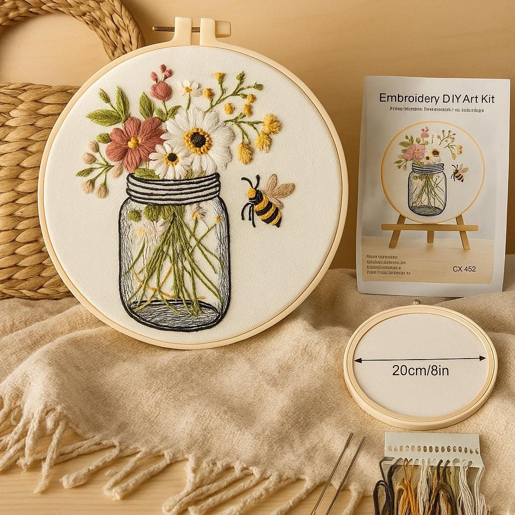 28 Quick And Easy Mason Jar Crafts For Kids To Create 3 DIY Floral Embroidery Kit, Modern Botanical Home Decor, For…
