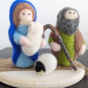 Krippenset handgefertigte Nadel gefilzt Wolle Merino Wolle Weihnachtsdekor