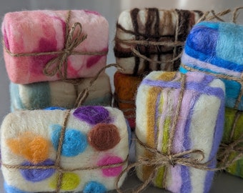 Large felted wool soap bar exfoliating soap Organik Botanik Manuka Honey soap bars. Mother's Day gift