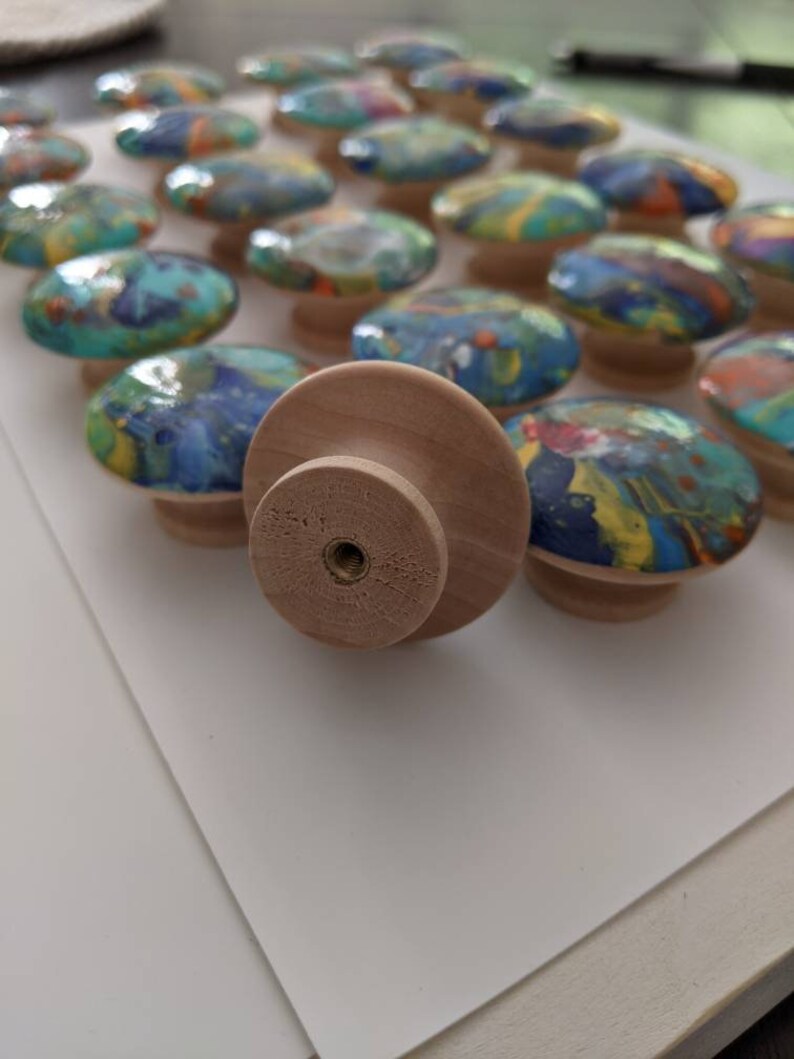 4 Funky Door Knobs One of a Kind Hand Painted Unique Etsy