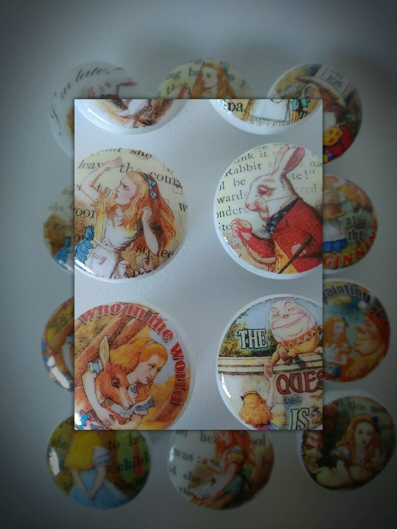 6 Knobs Alice In Wonderland Dresser Pulls Wood Knobs 1 1 2 Etsy