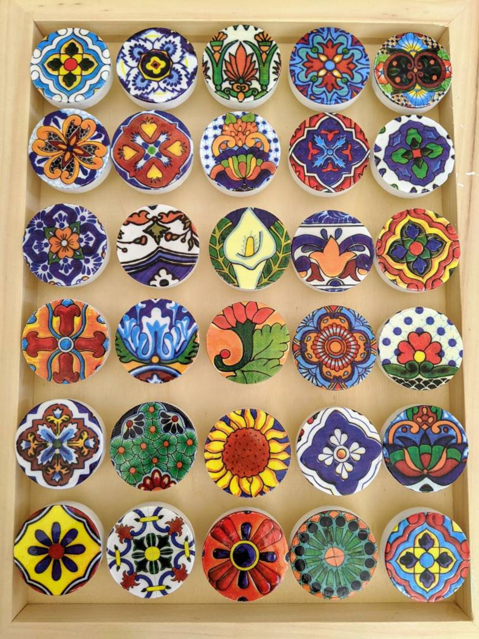 Talavera pottery designs knobs 8 wood knobs Etsy