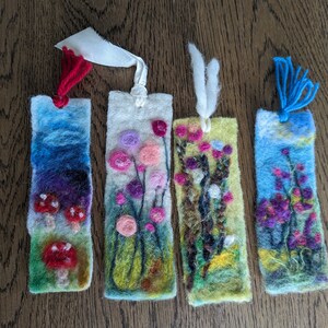 Felted bookmark Anniversary gift 7 years. 7"X2" Hand felted wool gift. Free shipping
