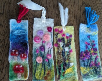 Felted bookmark Anniversary gift 7 years. 7"X2" Hand felted wool gift. Free shipping