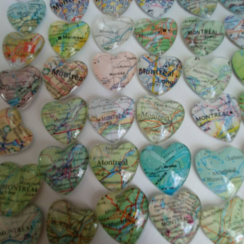 Corporate set of 6 Wedding 6 Custom map Magnets wedding favors Glass Fridge Magnets World Maps