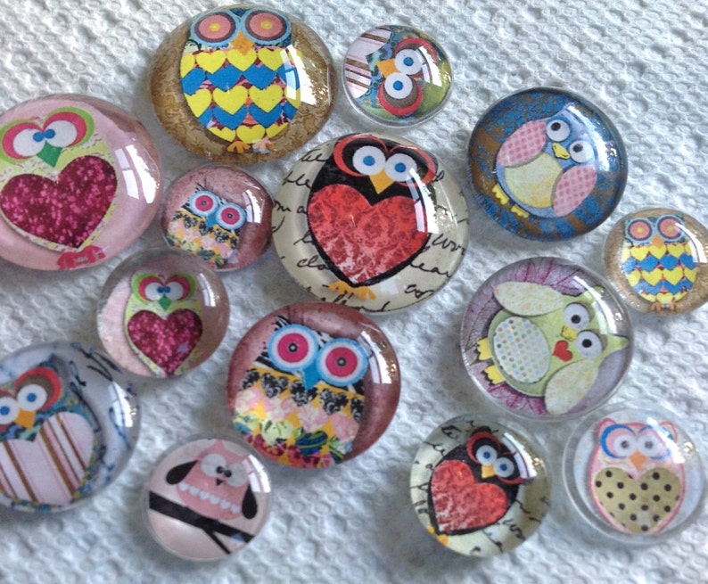 Owls Dozen Owls Glass Fridge Set 12 Twelve Etsy