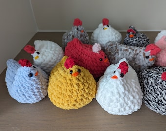 Crocheted hens soft plush amigurumi chickens