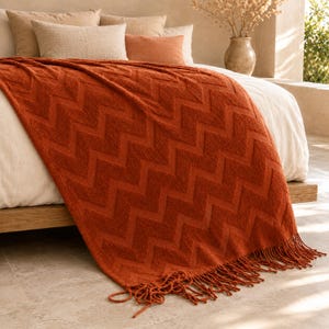 Chevron-Strickdecke, weich und strukturiert – Sofadekoration (127 x 180 cm – 130 x 231 cm), verschiedene Farben