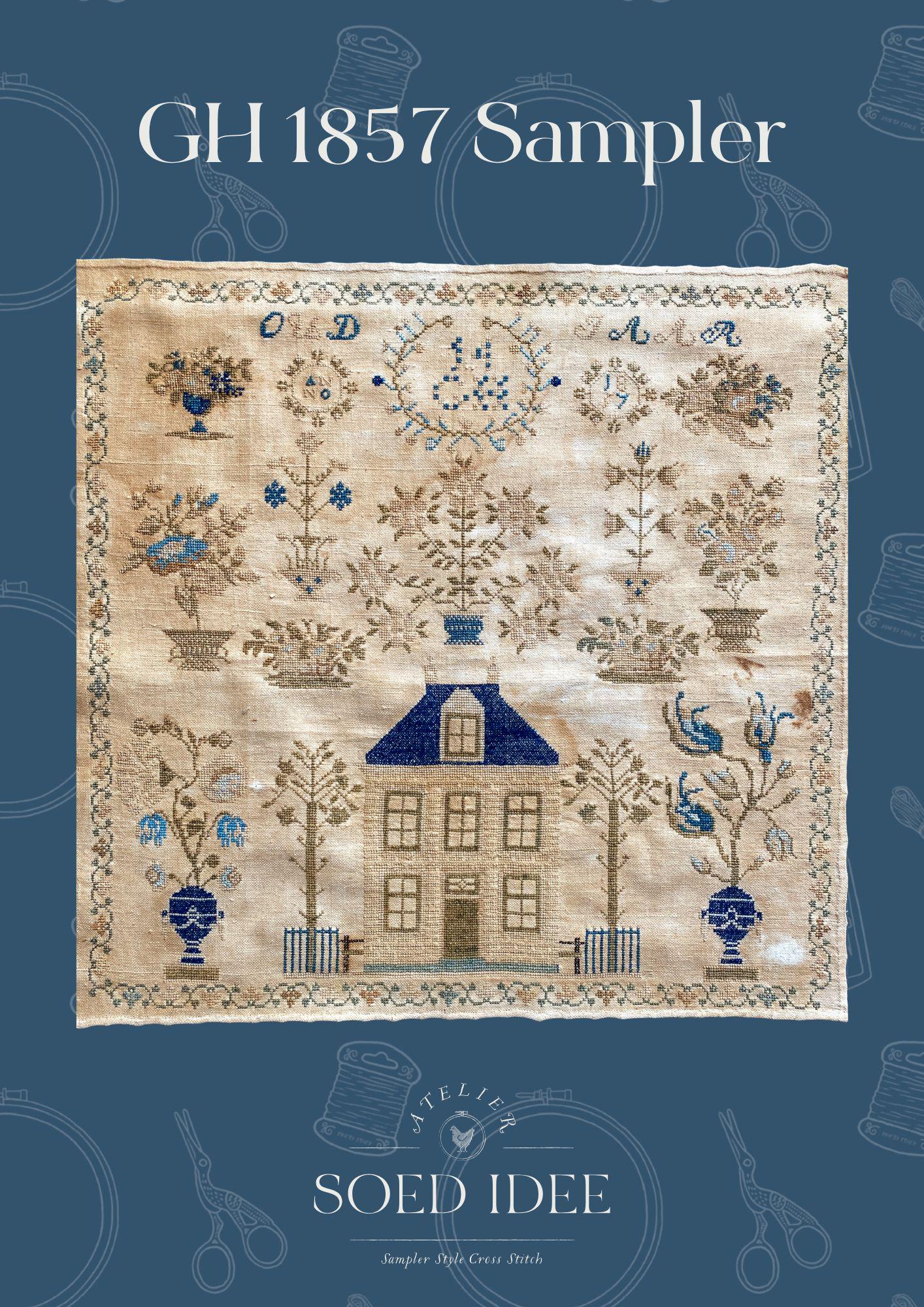 GH 1857 Dutch Antique Sampler Cross Stitch Pattern PDF • Reproduction ...