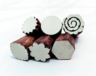 Sellos geométricos de madera (juego de 6) Bloques de impresión tallados a mano