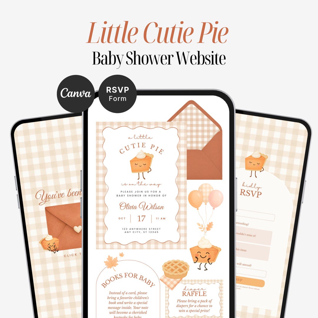 Little Cutie Pie Baby Shower Website Template with RSVP | Terracotta ...