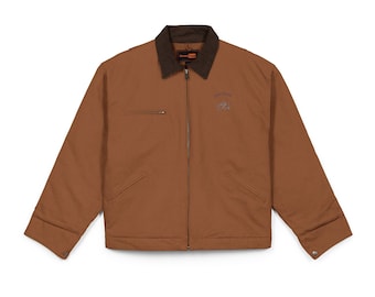Small Bear Logo Duck Cloth Jacket | Workwear Barn Coat, Brown