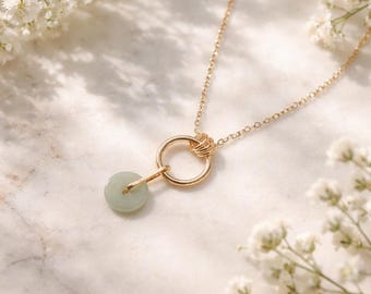 Trinity Necklace – Genuine Jade Donut Pendant Necklace.