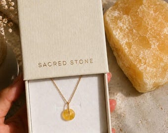 Genuine Yellow Jade Donut Pendant Necklace – Gold Plated Chain, Elegant Minimalist Jewelry