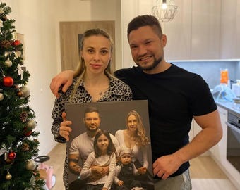 Personalisierter Leinwanddruck mit Familienfoto, individuelle Wanddekoration, matte Oberfläche