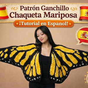 パトロン デ ガンチージョ チャケタ マリポーサ |カーディガン アラス デ マリポーサ |スペイン語のチュートリアル PDF |かぎ針編みのバタフライカーディガン
