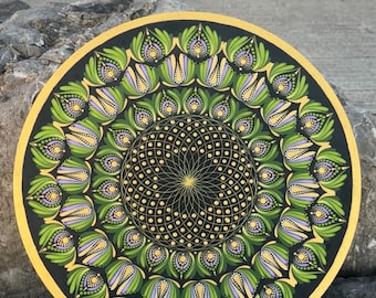 50cm Hand-painted Dot Mandala Painting |Wall Art | Green and Gold | Home decor | Handmade Gifts | Custom Gifts | Christmas Decor