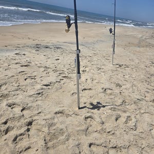 electricity microwave fishing pole sand spikes Dr.Fish PVC Aluminum Surf Rod Holder, Beach Fishing Rod Holder, Portable Holder Saltwater & Freshwater Shore Use River Bank Designed for reliability and convenience Exact Design [2024 Upgraded] Exact