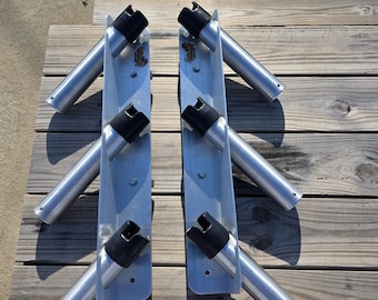 Truckbed Bedside Clamp-on Fishing Rod Holder Pair, 3-Pole per side