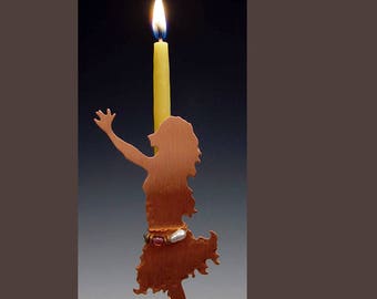 Wee Reaching Copper Sprite Plant Stake Candle or Birthday Candle  - Garden Art
