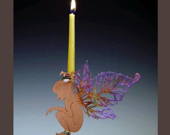 Cake Topper - Emily Raspberry Copper Fairy Candle Holder