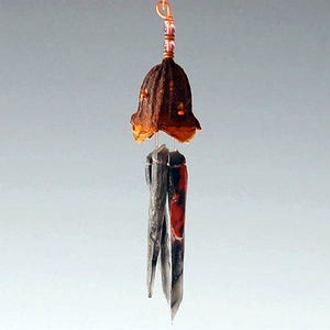 Mother & Child Copper Fairy with Obsidian Wind Chime Hanging Mobile Baby Shower Gift image 4
