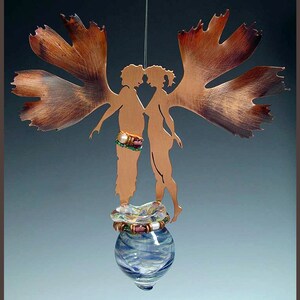 Valentine Gift Potion Bottle - Gingko Couple - Your choice of bottle color - Red, Blue or Green