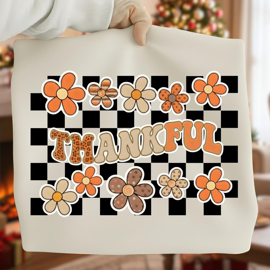 Preppy Checkards Preppy Thankful Checkered PNG: Fall Pumpkin Design (digital Download ...