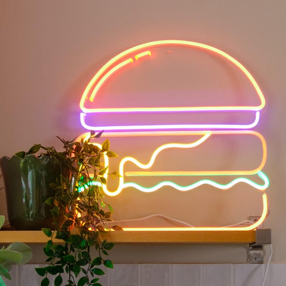 Burger LED Neon Sign, Bedroom Bar Wedding Decor - Etsy