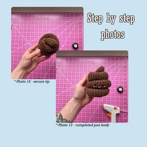 Positive Poo Crochet Pattern: Funny Poop Emoji, Beginner Friendly Low-sew Amigurumi tutorial image 4