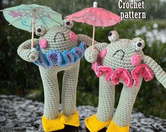 Rainy Day Frog Crochet Pattern: Amigurumi Animal tutorial, Beginner friendly weekend crochet project